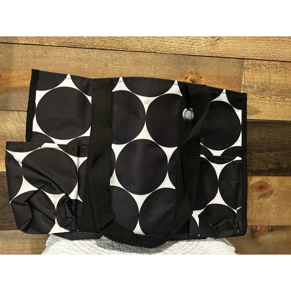 Thirty One Organizing Utility Tote Black White Big Dot Bag